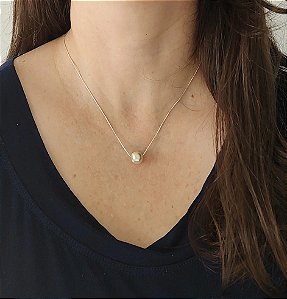 GARGANTILHA BOLINHA PEROLADA PRATA 925