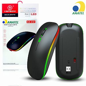 Mouse Sem Fio Bluetooth Red Led KAPBOM