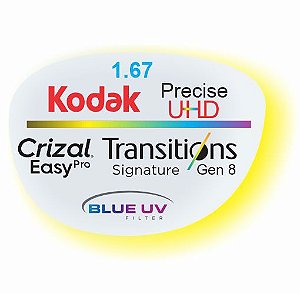Kodak 1.67 Precise Uhd Blue Transitions Crizal Easy Pro