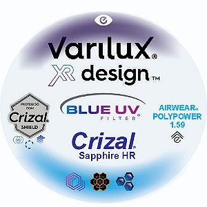 Varilux XR Design Airwear Polypower Blue Uv Crizal Sapphire HR