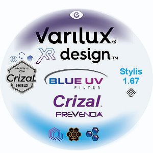 Varilux XR Design Stylis 1.67 Blue Uv Crizal Prevencia