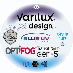 Varilux XR Design Stylis 1.67 Blue Uv Optifog Transitons