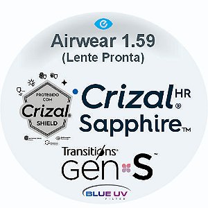 Airwear Polypower Blue Uv Crizal Sapphire HR Transitions GenS