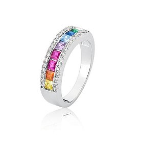 Anel Aliança com Pedras Zircônias