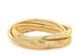 Pulseira Bracelete 03 fios Banho Ouro 18k - 08mm de espessura