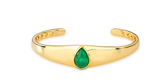 Bracelete banho ouro 18k com pedra esmeralda fusion