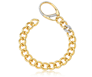 Pulseira elo grume banho ouro 18k.