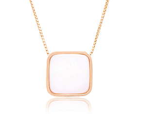 Colar pedra natural madrepérola, banho ouro 18k.