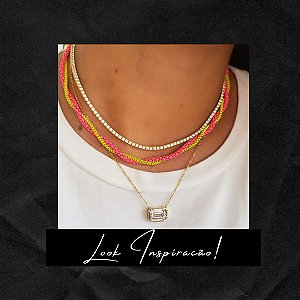 COLAR PRATA CRAVAÇÃO INGLESA COM PEDRA FUSION