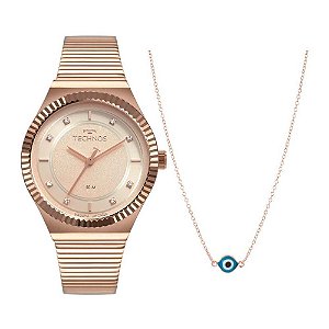 Kit Relógio Technos Style Rosê Feminino 2035MRV/K4T + colar