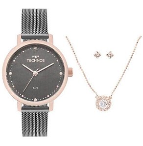 Relógio Technos Feminino 2035MMO/K5C + Colar e brincos