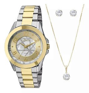 KIT Relógio Condor Feminino CO2036CU/K5C + colar e brincos
