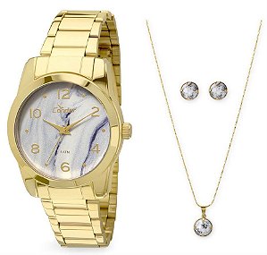 Relógio Condor Feminino CO2035KOD/K4C + Colar e Brincos