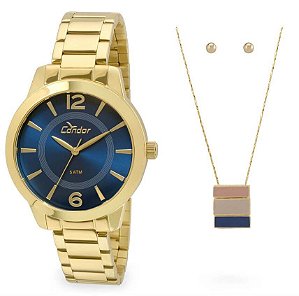 Relógio Condor Feminino CO2035KQE/K4A + Colar e Brincos