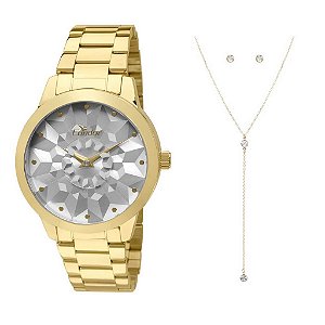 Relógio Condor Feminino CO2036KOE/K4C + Colar + Brincos