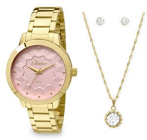 Relógio Condor Feminino CO2036KOF/K4T + Colar e Brincos