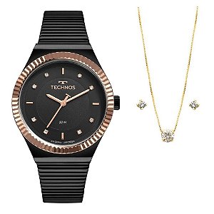 Kit Relógio Technos Feminino 2035MRW/K5P com colar e brincos