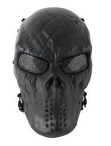 Máscara Proteção Airsoft Tático Full Face Skull Lente Metal Telado NTK
