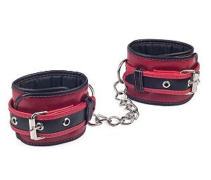 Algema em Couro com Corrente Leather - Vermelho e Preto