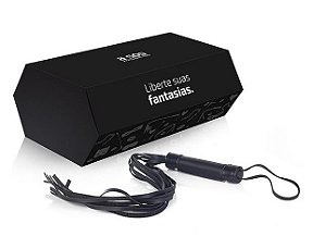 Chicote em Couro com 9 Tiras Preto - 40cm