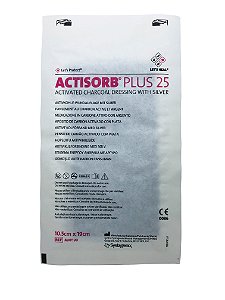 Actisorb Plus 25 10.5cm x 19cm , Antimicrobiano com Carvão Ativo e Prata, Systagenix - Unidade