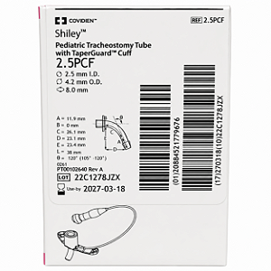 Cânula de Traqueostomia Shiley 2.5PCF Pediátrica com Cuff Covidien