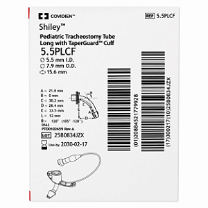 Cânula de Traqueostomia Shiley 5.5PLCF Pediátrica Longa com Cuff Covidien