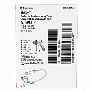 Cânula de Traqueostomia Shiley 6.0PLCF Pediátrica Longa com Cuff Covidien