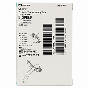 Cânula de Traqueostomia Shiley 5.0PELF Pediátrica Longa Sem Cuff Covidien