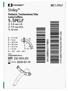 Cânula de Traqueostomia Shiley 5.5PELF Pediátrica Longa Sem Cuff Covidien