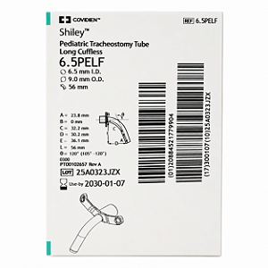 Cânula de Traqueostomia Shiley 6.5PELF Pediátrica Longa Sem Cuff Covidien