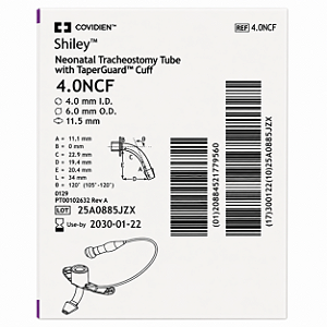 Cânula de Traqueostomia Shiley 4.0NCF Neonatal com Cuff TaperGuard Covidien