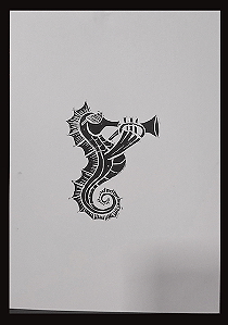 Gravura "Cavalo Marinho trompetista"