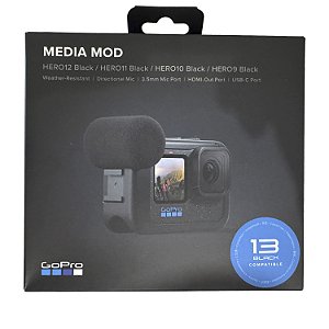 Módulo De Mídia Original Gopro Hero 9, Hero 10, Hero 11 e Hero 12, Hero 13 Black - Media Mod