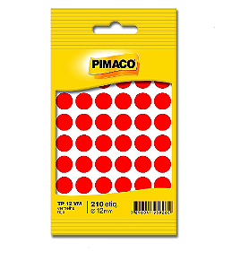 Etiqueta Adesiva Pimaco Redonda Vermelha 12mm - 210 unidades