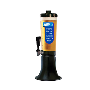 Torre de Chopp Doutor Beer 2,5L - Copo 360 - Com Torneira Tap Handle Prata