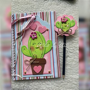 Kits lápis e caderno tema Cactos