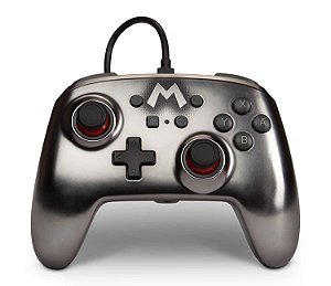 Controle PowerA Wired (Com Fio) - Mario Silver - Switch