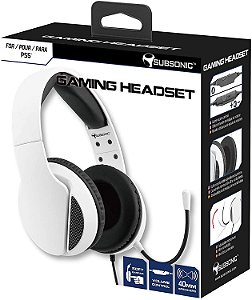 Subsonic PS5 HS300 Gaming Headset White (Com fio, Branco) - PS5, PS4, Xbox-Series X, Xbox-One, PC