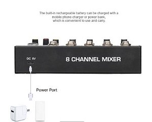 Mesa AQA-Q48 Mixer DJ de 8 Canais