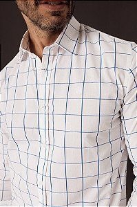 Camisa Manga Longa BRANCA Slim QUADRICULADA