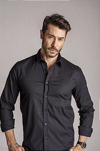 Camisa Manga Longa  Slim TRICOLINE AZUL MARINHO