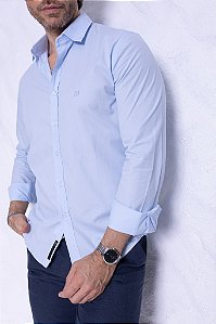 Camisa Manga Longa  Slim TRICOLINE AZUL CLARO