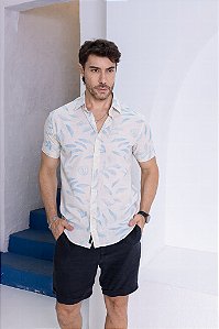 Camisa de Manga Curta SLIM LINHO ESTAMPADA