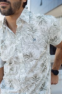 Camisa de Manga Curta SLIM linho flamê ESTAMPADA
