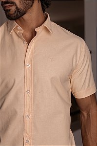 Camisa de Manga Curta SLIM SALMÃO TRICOLINE PREMIUM