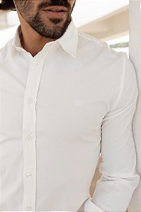 Camisa Manga Longa Slim OFF WHITE c/ elastano