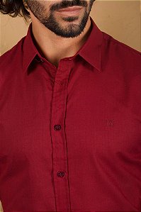 Camisa de Manga Curta SLIM VINHO LINHO FLAMÊ