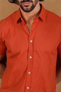 Camisa de Manga Curta SLIM TERRA COTA LINHO
