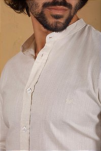 Camisa de Manga longa SLIM GOLA PADRE BEGE LINHO
